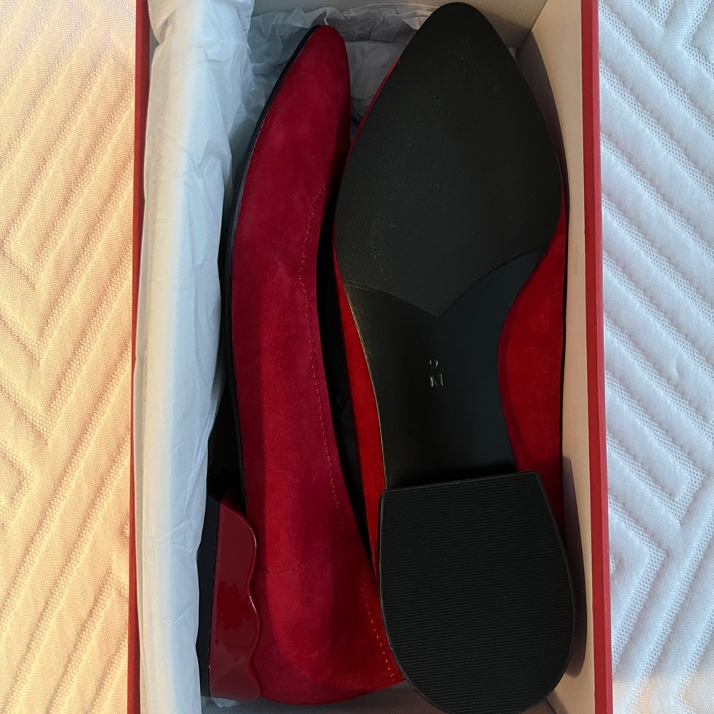 Sadira Pointed Toe Flat In Red Suede 9